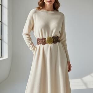 Women's NIB Boho Brass Riveted Belt & Buckle XL Statement Western Avantgarde